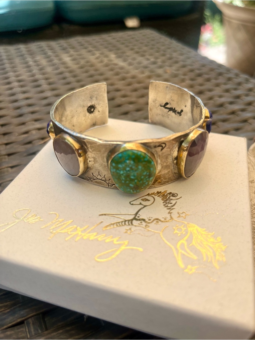 Jes MaHarry Silver Cuff Bracelet Gemstones